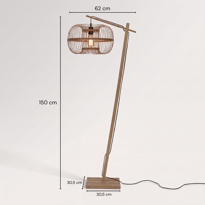 Dimensions Lampadaire liseuse Hokkaido bambou 25 cm E27
