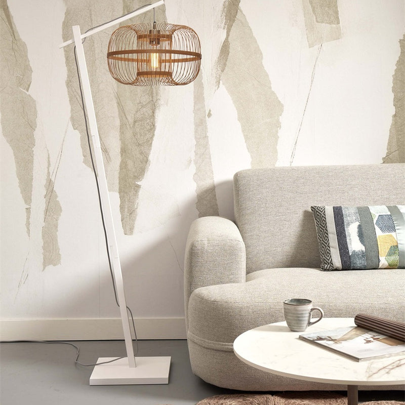 Dimensions Lampadaire liseuse Hokkaido bras blanc abat-jour naturel 25 cm E27