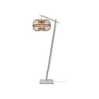 Lampadaire liseuse Hokkaido bras blanc abat-jour naturel 25 cm E27