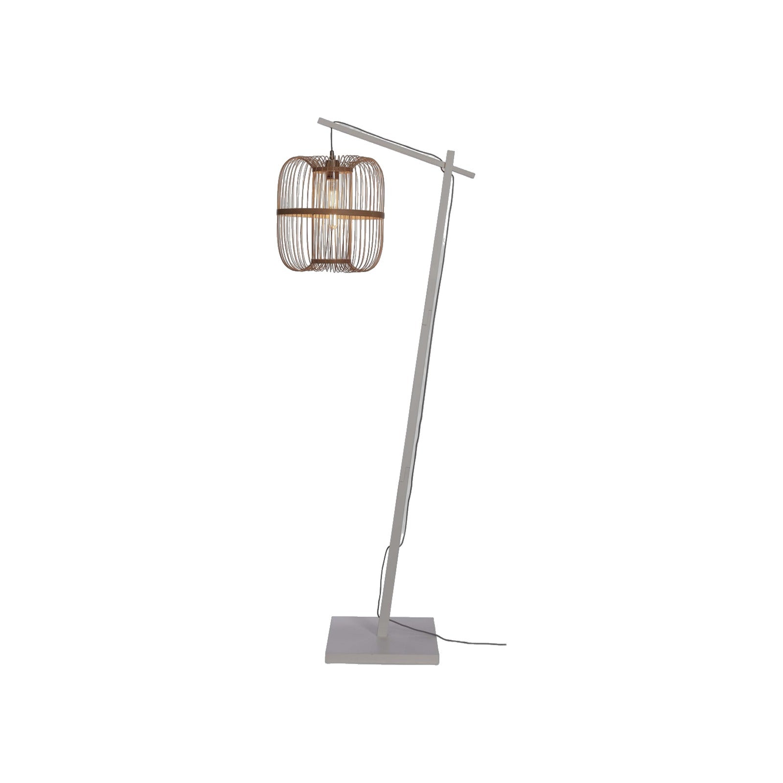 Lampadaire liseuse Hokkaido bras blanc abat-jour naturel 38 cm E27