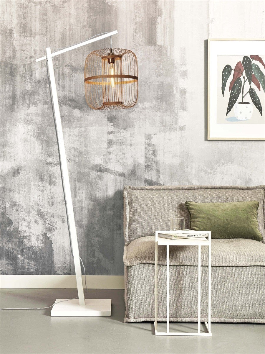Lampadaire liseuse Hokkaido bras blanc abat-jour naturel 38 cm E27, vue 2