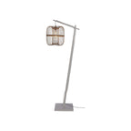 Lampadaire liseuse Hokkaido bras blanc abat-jour naturel 38 cm E27