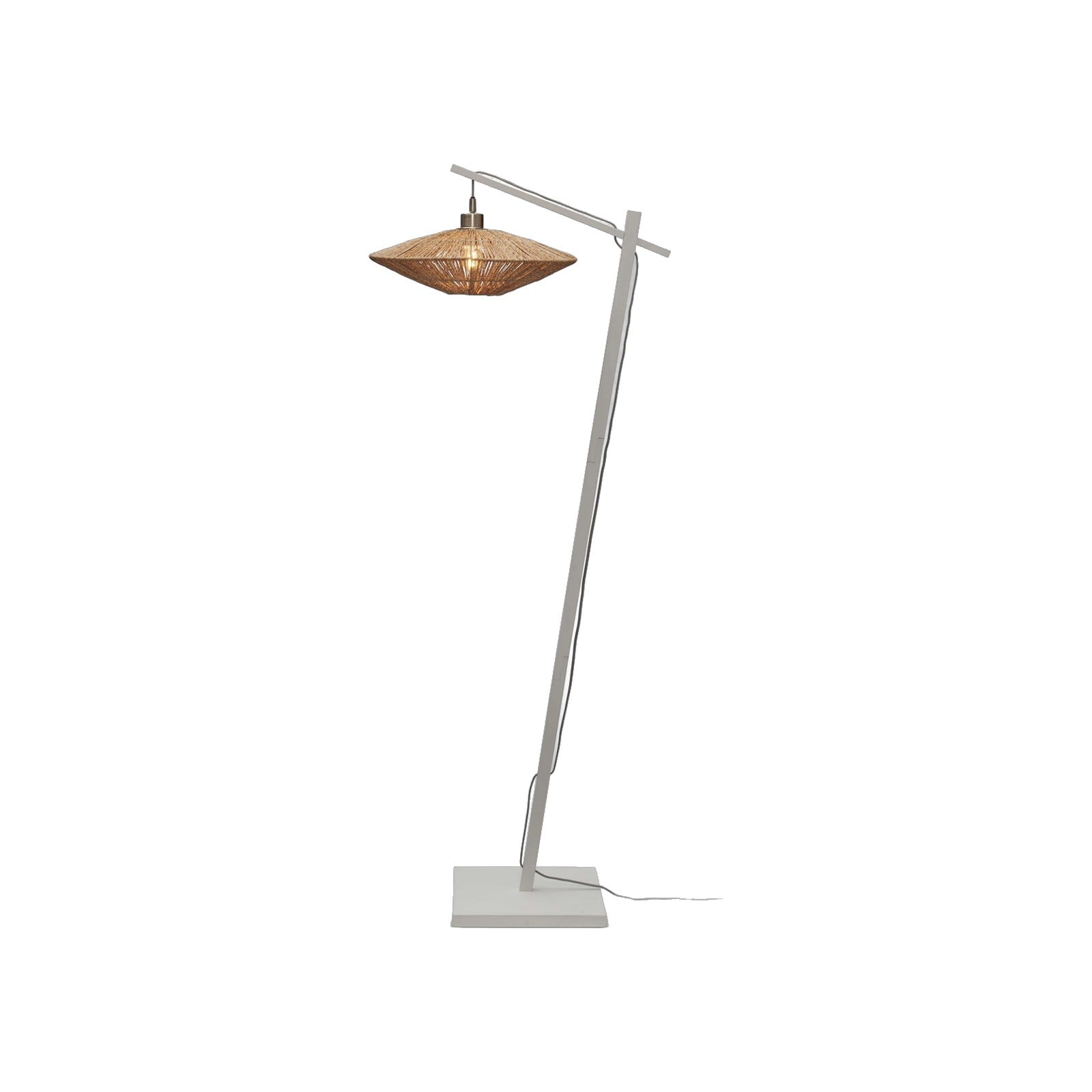 Lampadaire liseuse Iguazu jute bras blanc 40 cm E27
