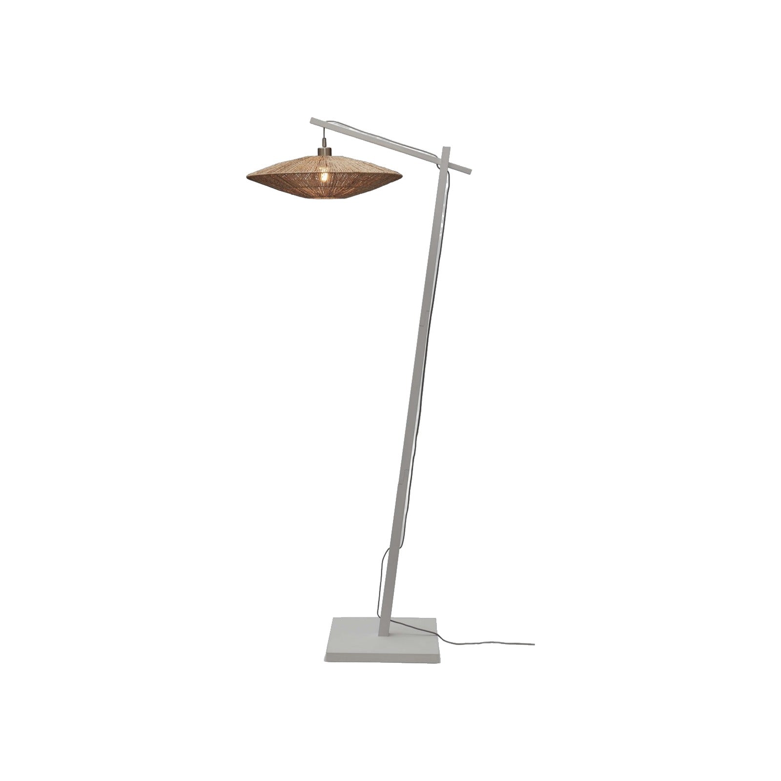 Lampadaire liseuse Iguazu jute bras blanc 55 cm E27