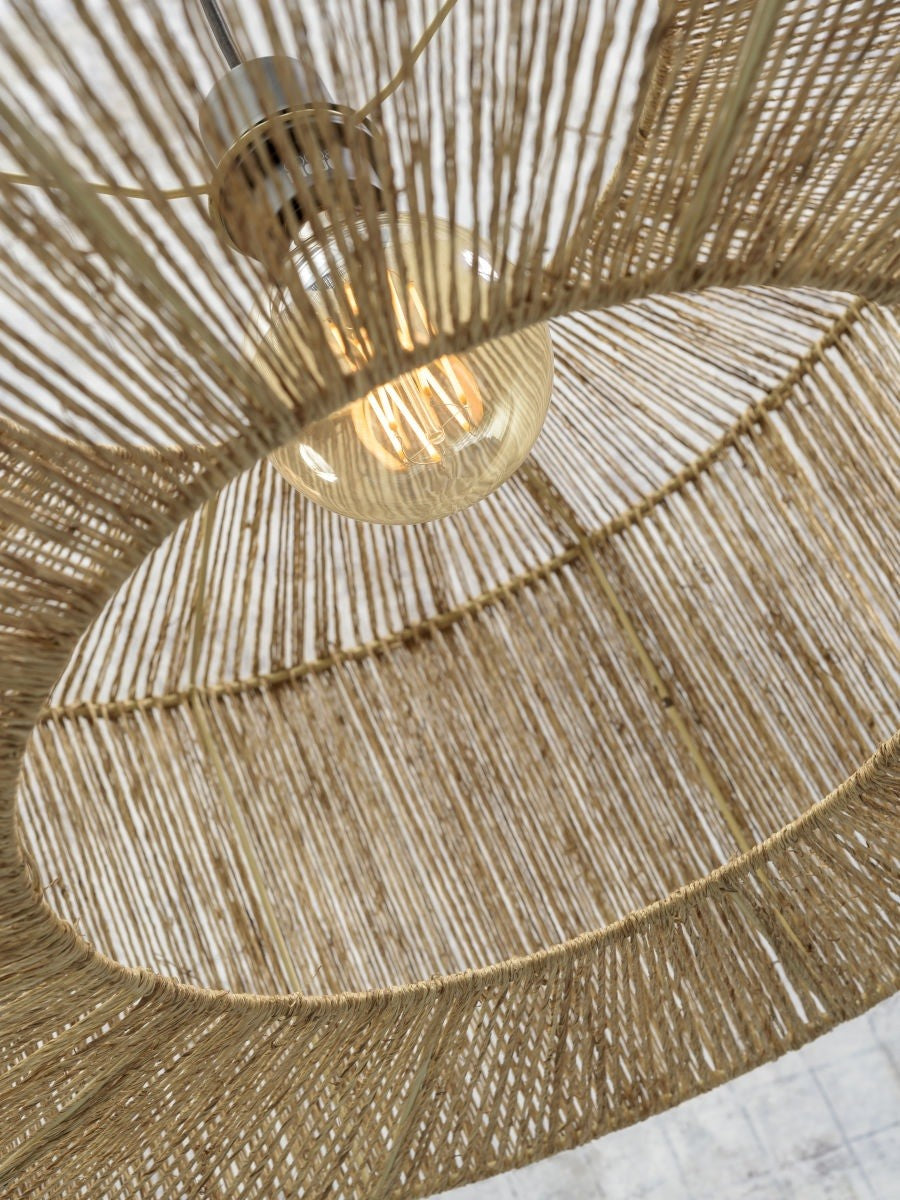Lampadaire liseuse Iguazu bras noir jute naturel 50 cm E27, vue 2
