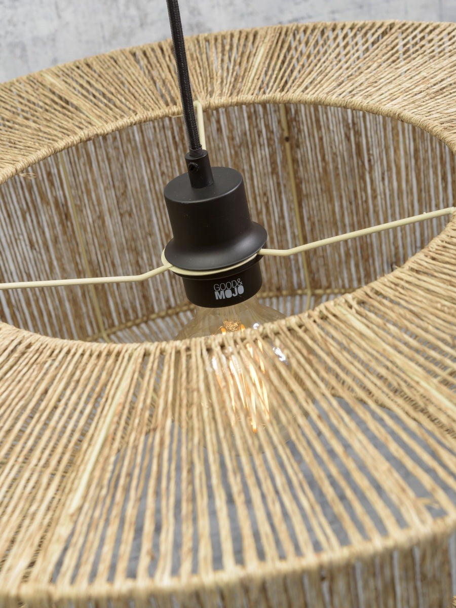 Lampadaire liseuse Iguazu bras noir jute naturel 50 cm E27, vue 7