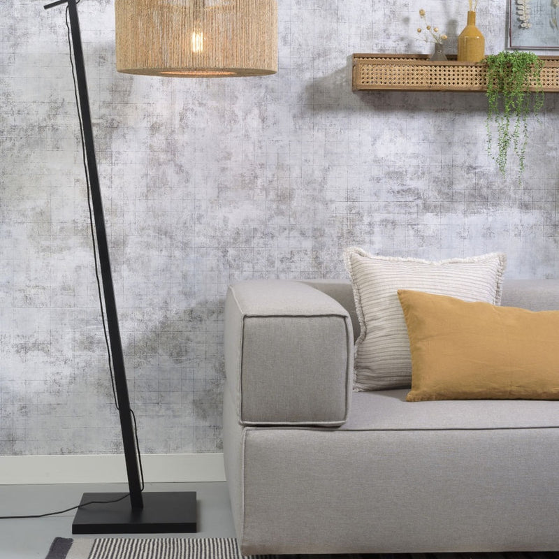 Dimensions Lampadaire liseuse Iguazu bras noir jute naturel 50 cm E27