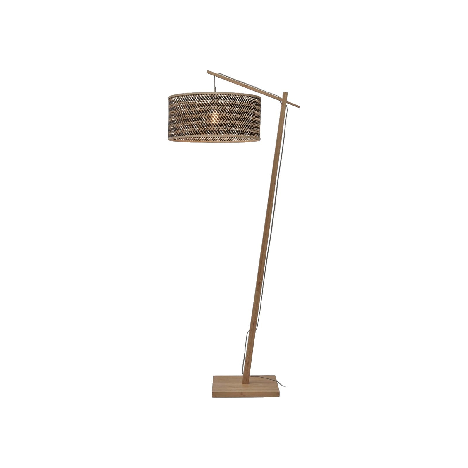 Lampadaire liseuse Java bicolore bras naturel 50 cm E27