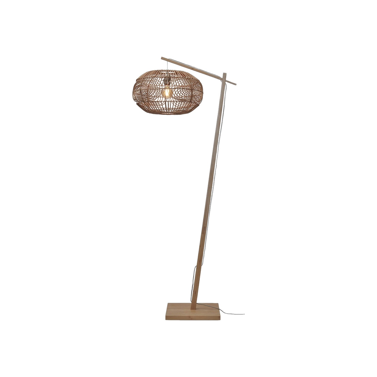 Lampadaire liseuse Madeira rotin bras naturel 48 cm E27
