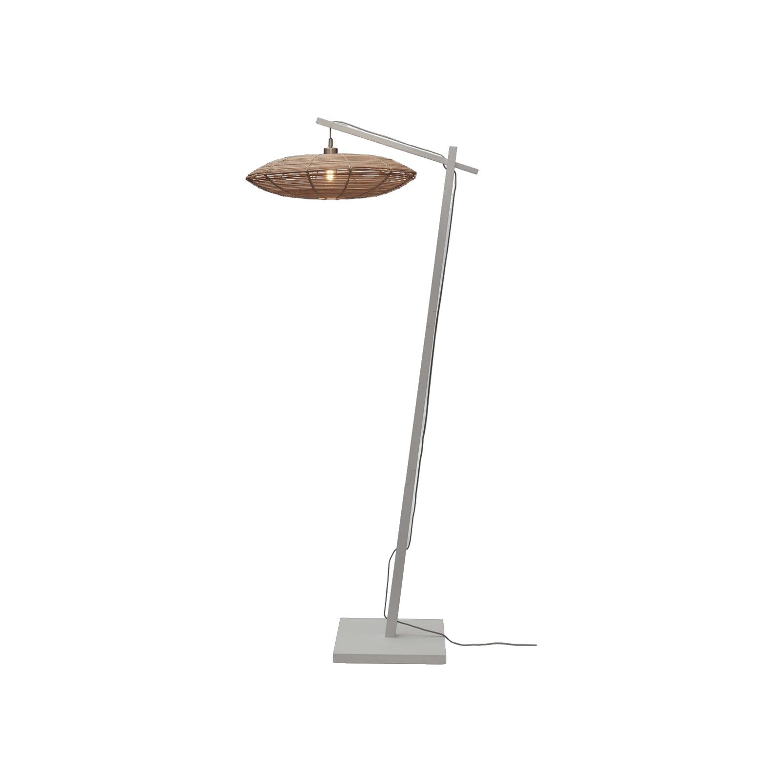Lampadaire liseuse Tanami rotin blanc 55 cm E27