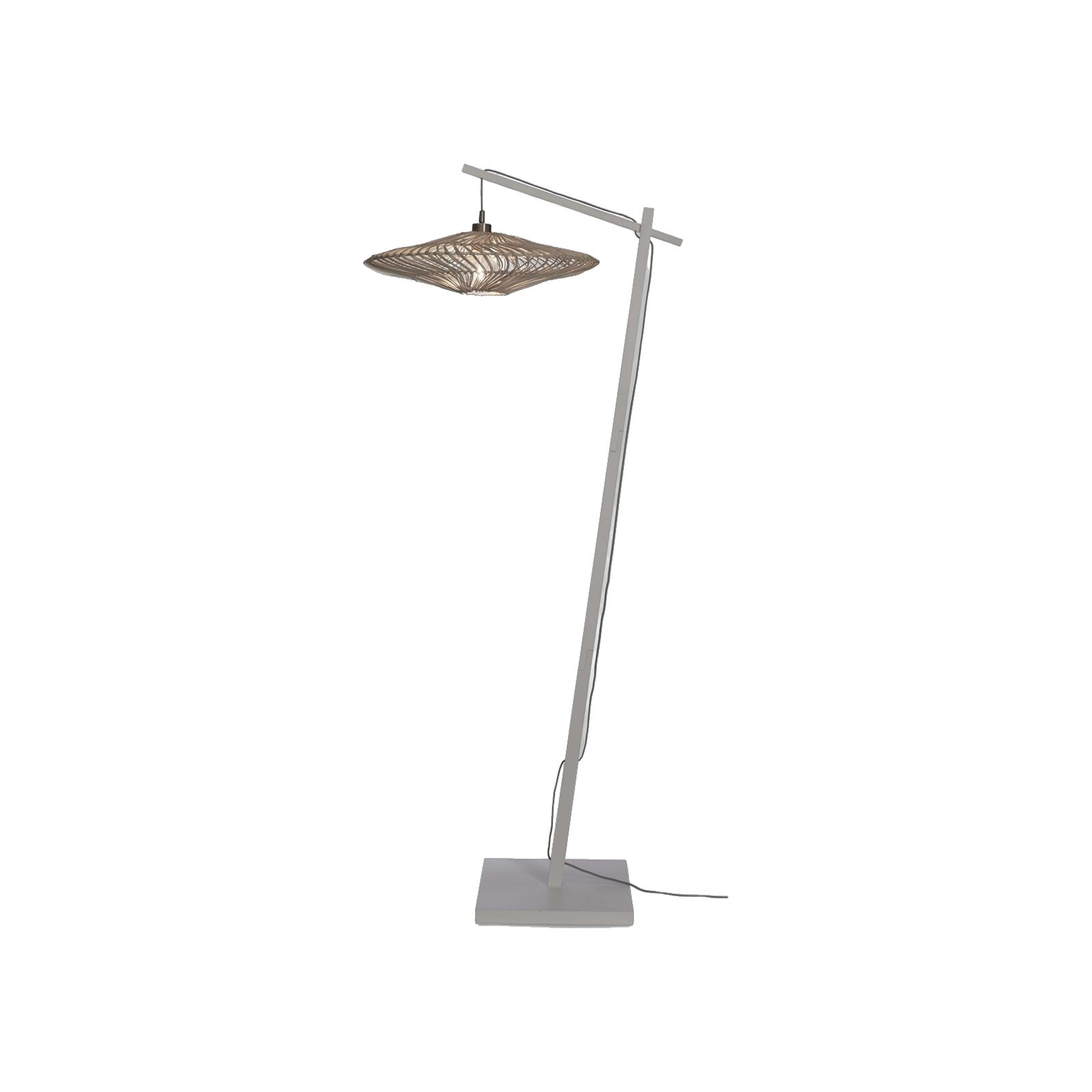 Lampadaire liseuse Zanzibar rotin blanc 55 cm E27