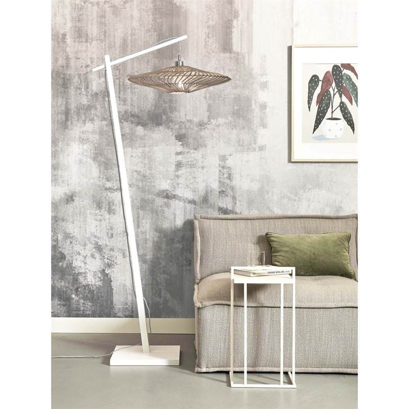Dimensions Lampadaire liseuse Zanzibar rotin blanc 55 cm E27