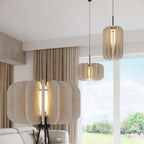 Lampadaire Mula 45 trépied feutre beige E27 en situation