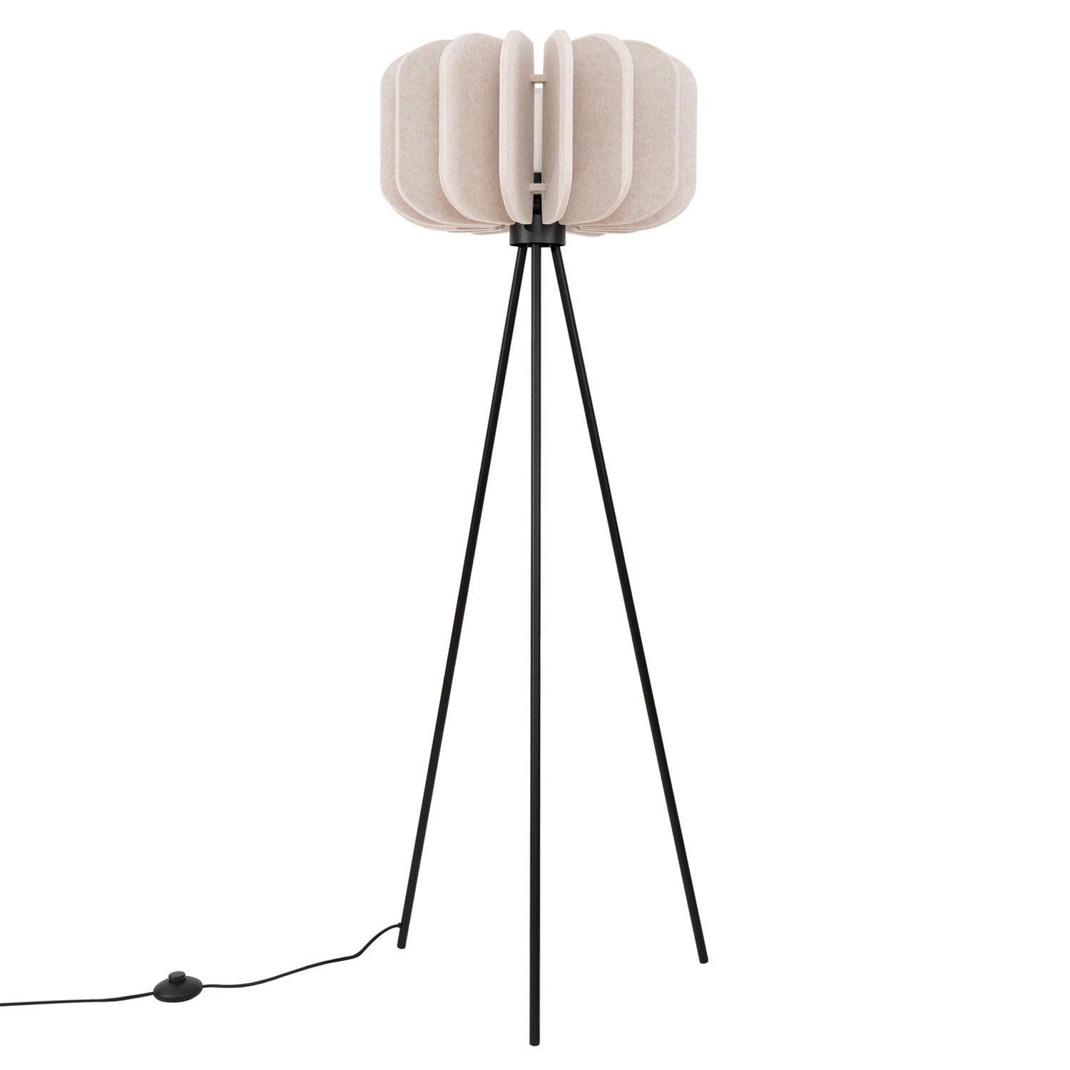 Lampadaire Mula 45 trépied feutre beige E27