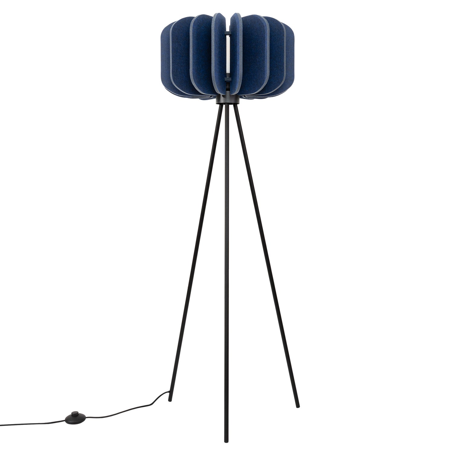 Lampadaire Mula 45 trépied feutre bleu marine E27