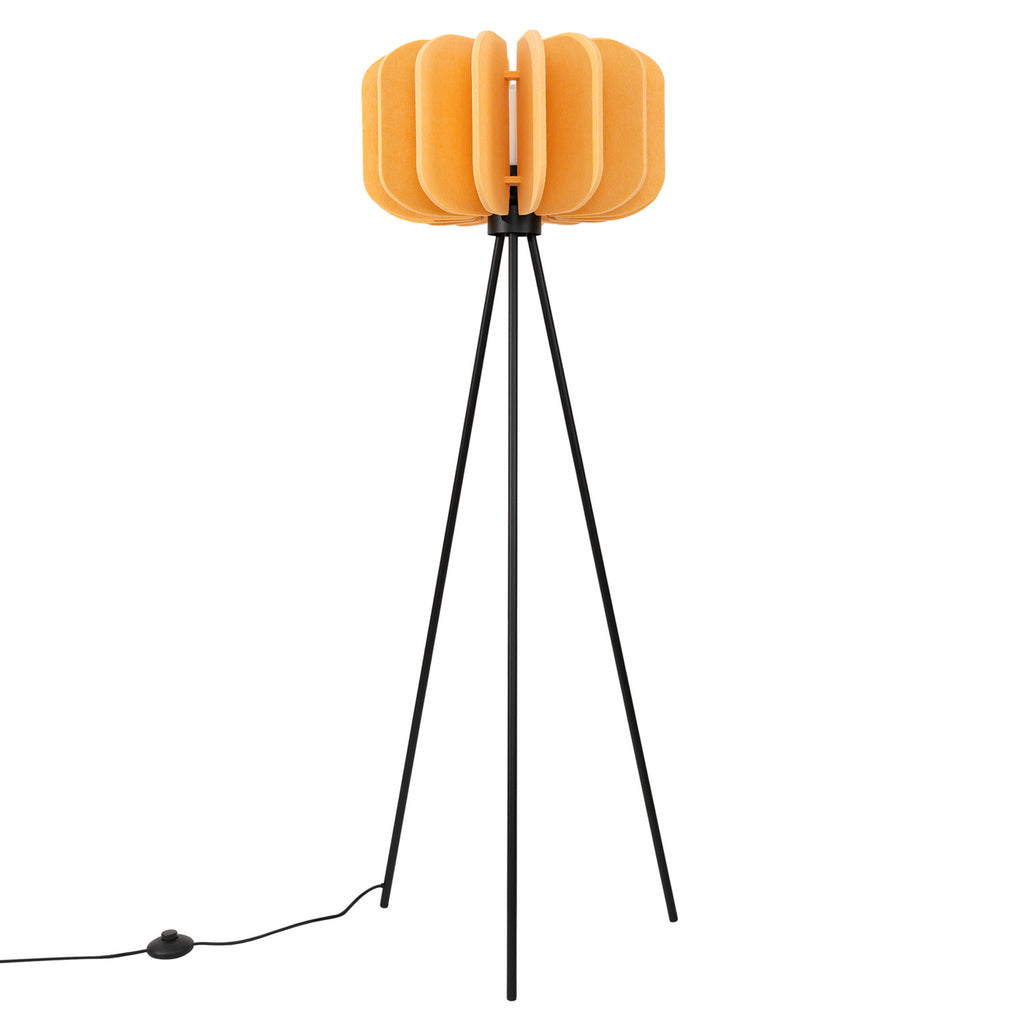 Lampadaire Mula 45 trépied feutre jaune moutarde E27
