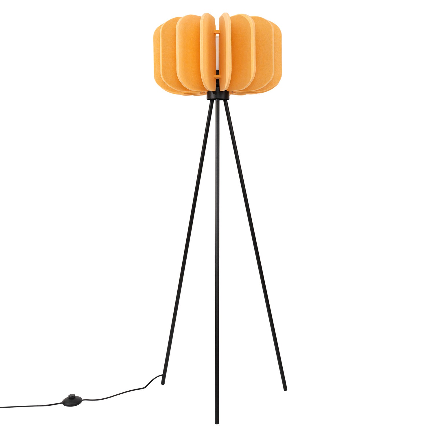 Lampadaire Mula 45 trépied feutre jaune moutarde E27