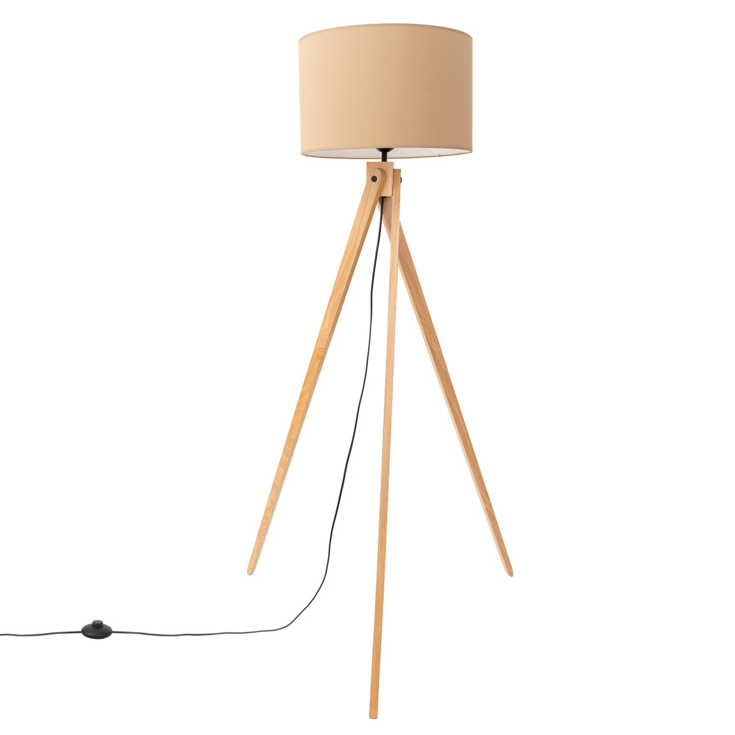 Lampadaire Natt trépied bois beige E27