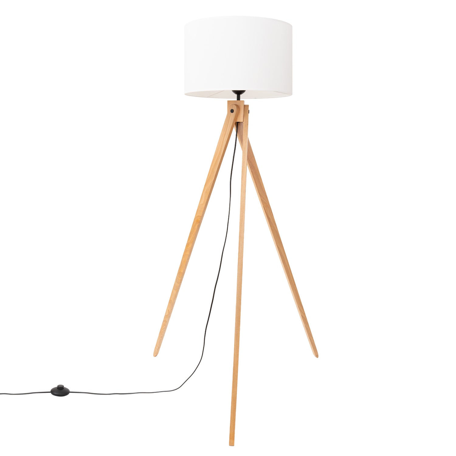 Lampadaire Natt trépied bois blanc E27