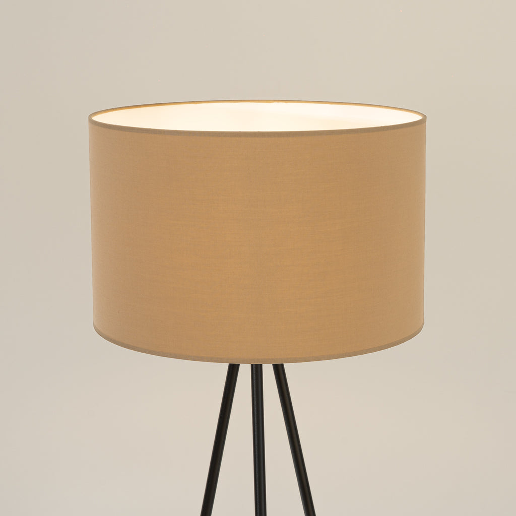 Lampadaire Nevia trépied beige E27, gros plan