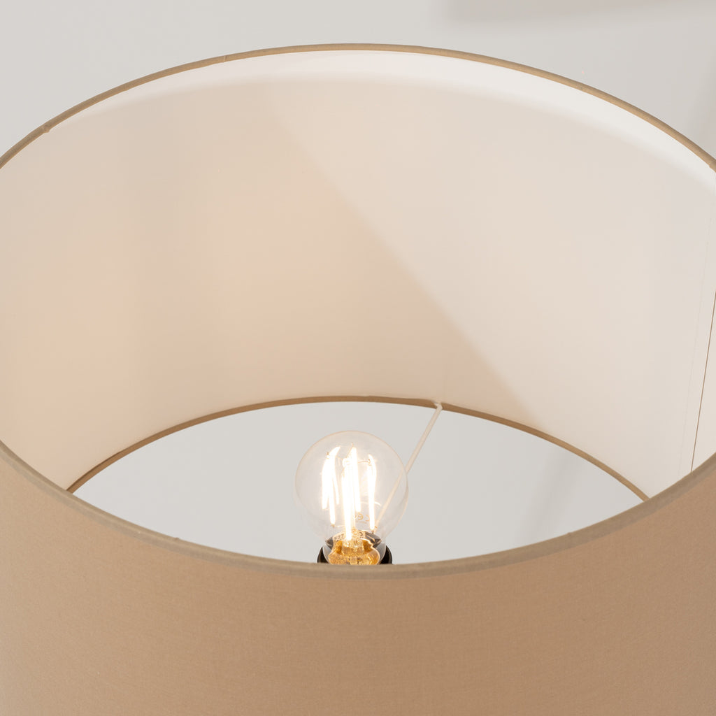 Lampadaire Nevia trépied beige E27, détail de l'abat-jour