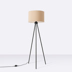 Lampadaire Nevia trépied beige E27, vue de profil