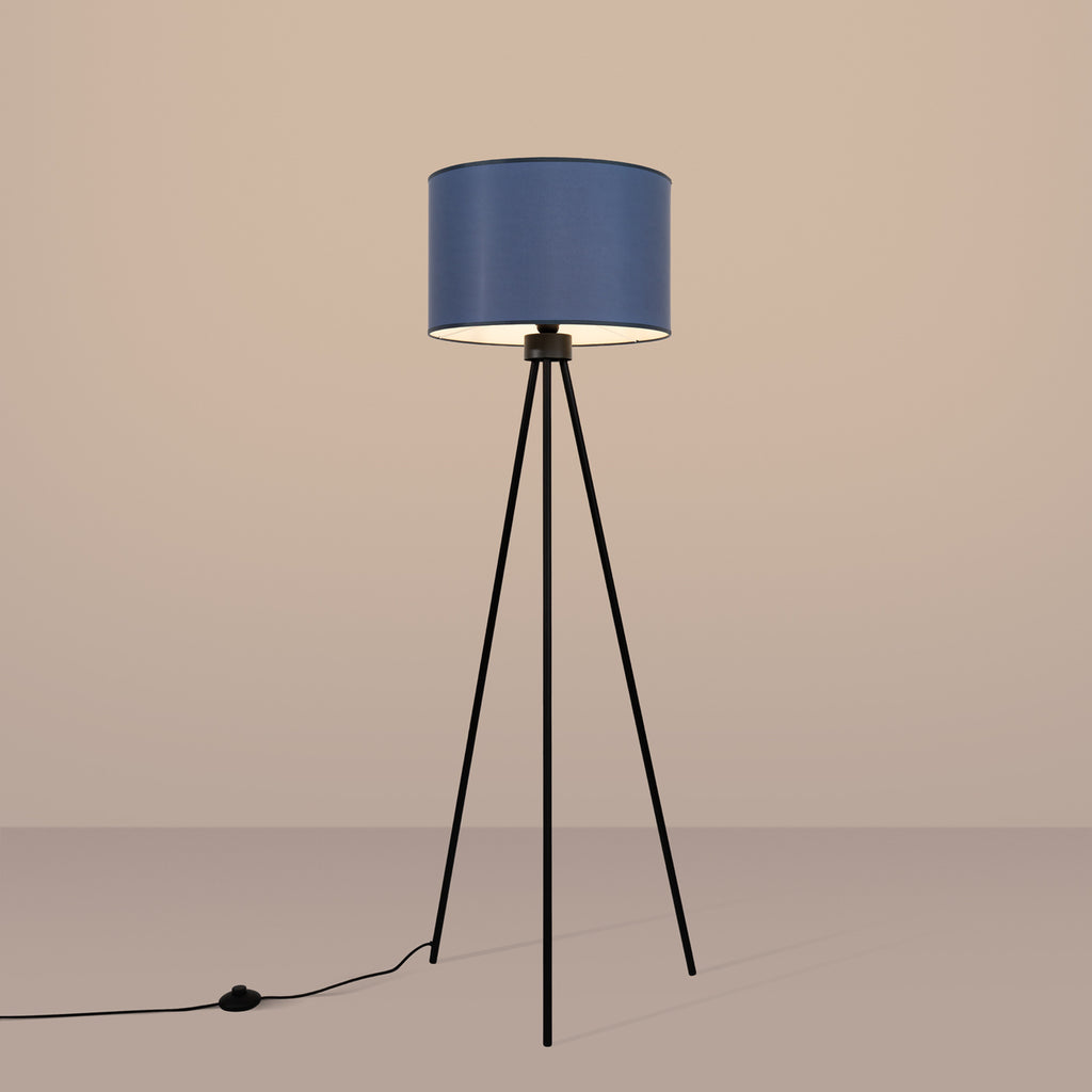 Lampadaire Nevia trépied bleu marine E27, en éclairage