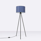 Lampadaire Nevia trépied bleu marine E27, vue de profil