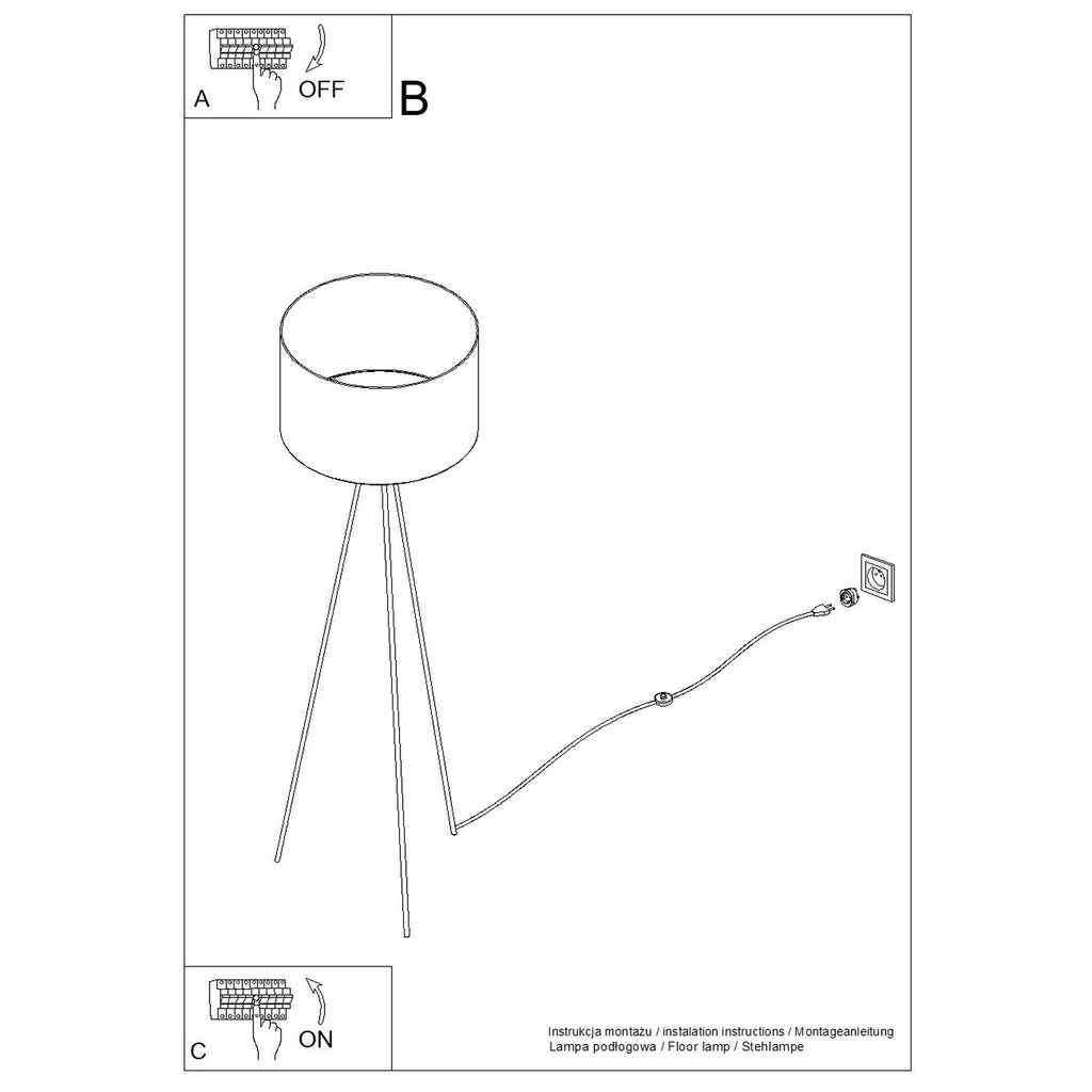 Notice de montage : Lampadaire Nevia trépied bleu marine E27