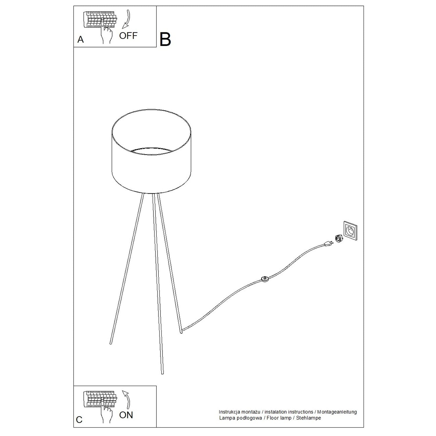 Notice de montage : Lampadaire Nevia trépied bordeaux E27