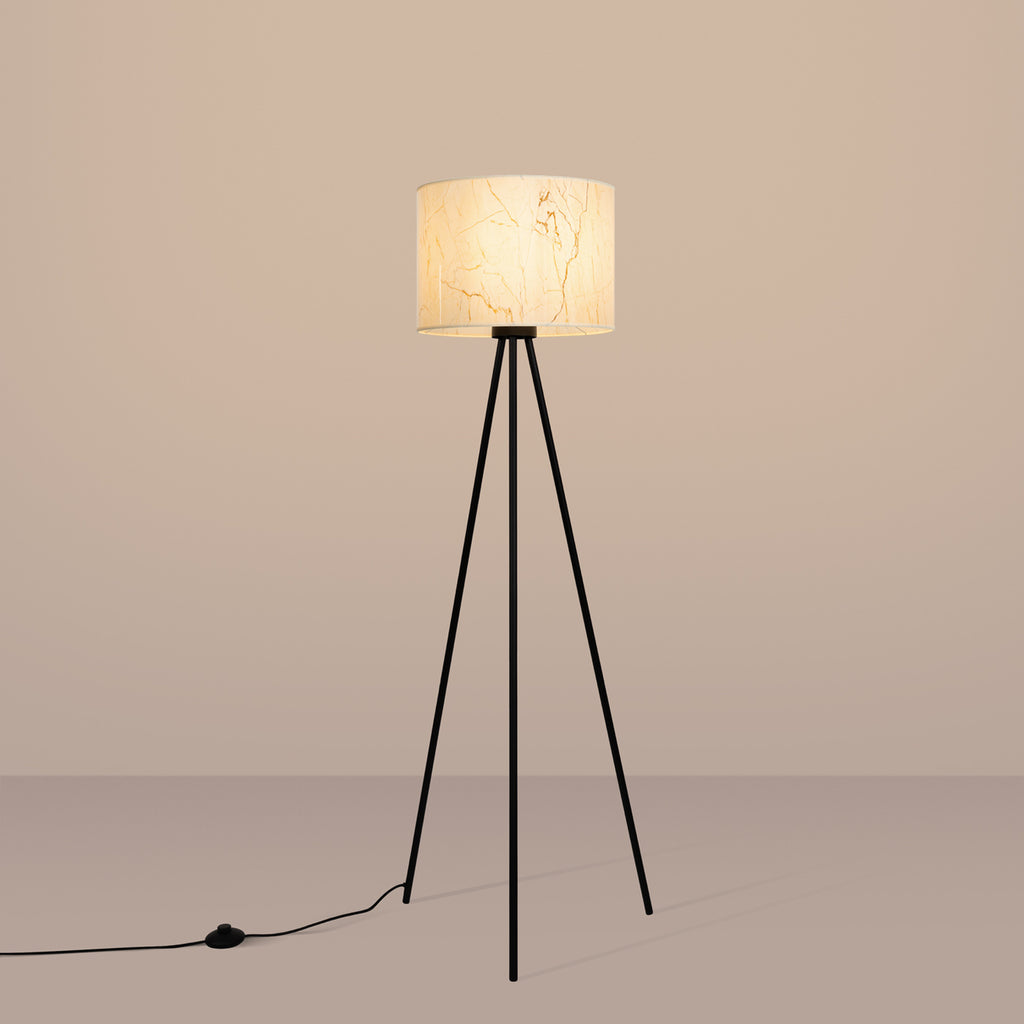 Lampadaire Nevia trépied effet marbre E27, en éclairage