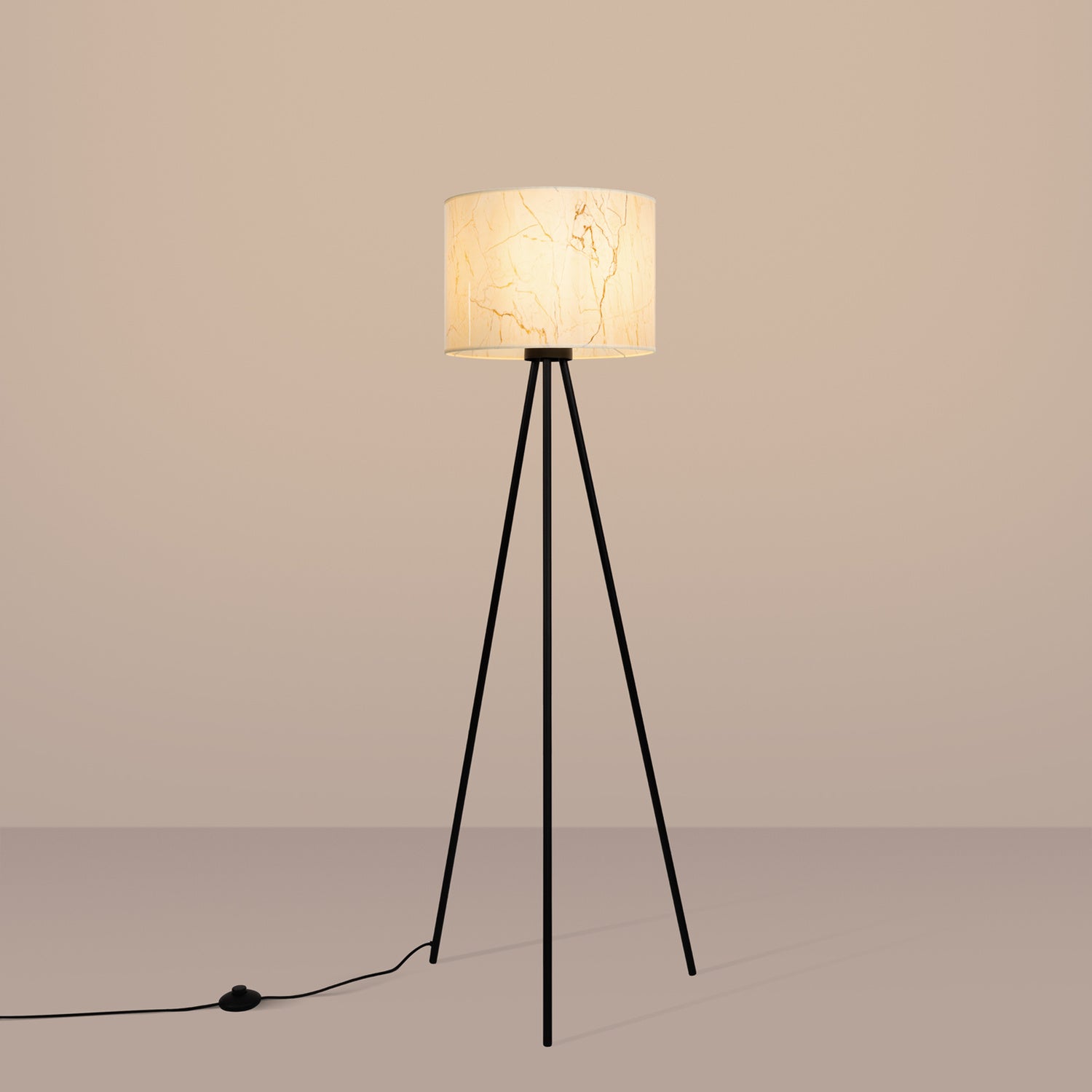 Lampadaire Nevia trépied effet marbre E27, en éclairage