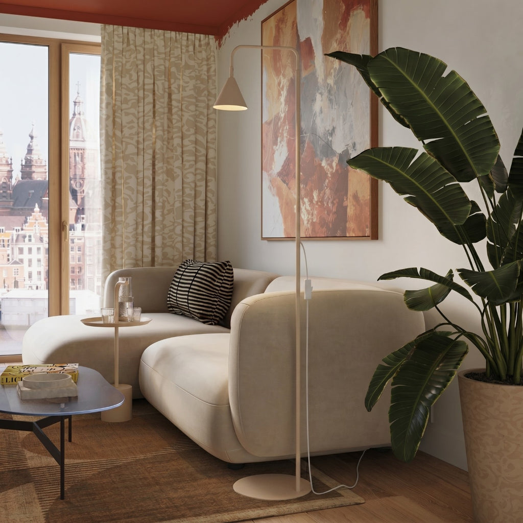 Lampadaire Nox cône acier beige E14, vue 14