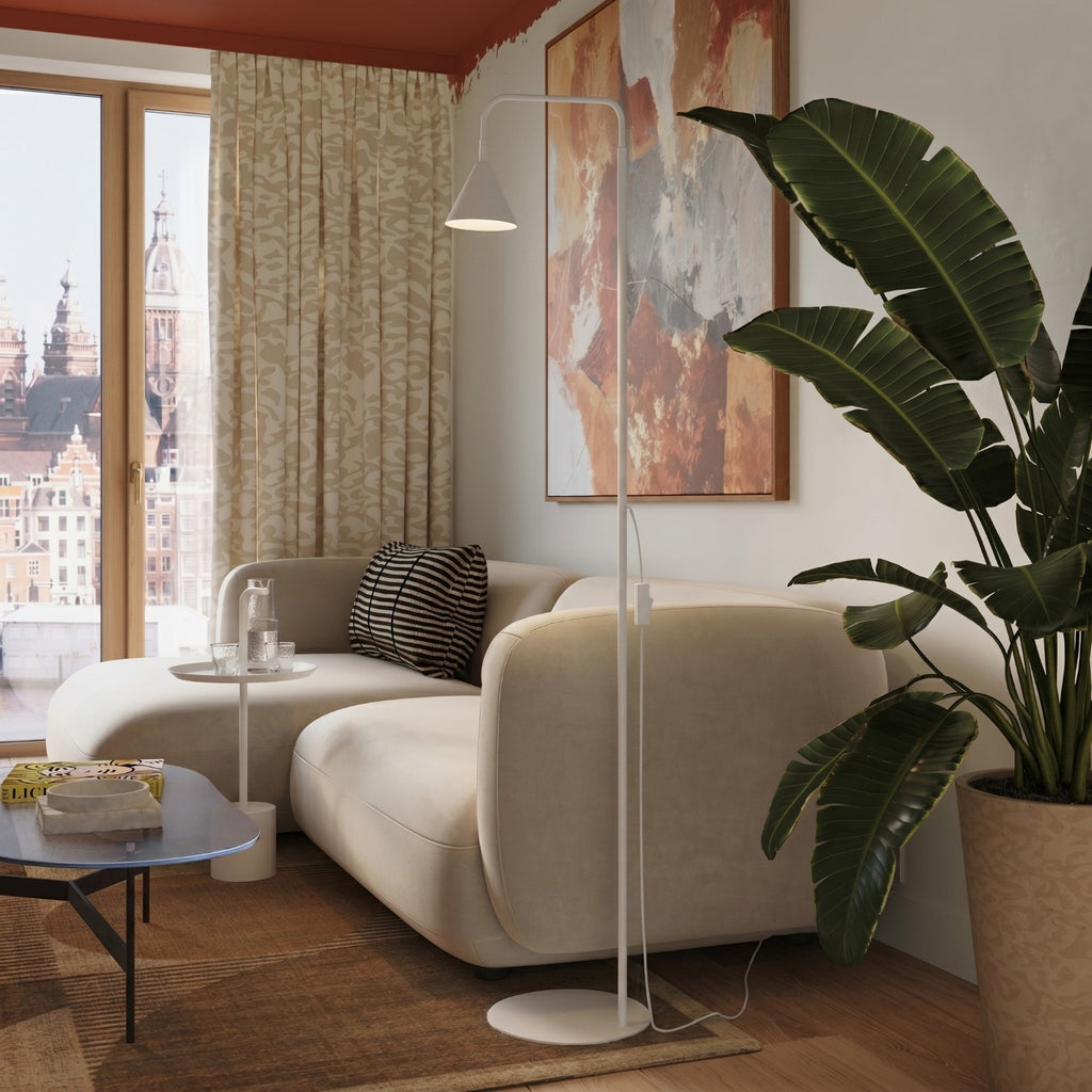 Lampadaire Nox cône acier blanc E14, vue 14