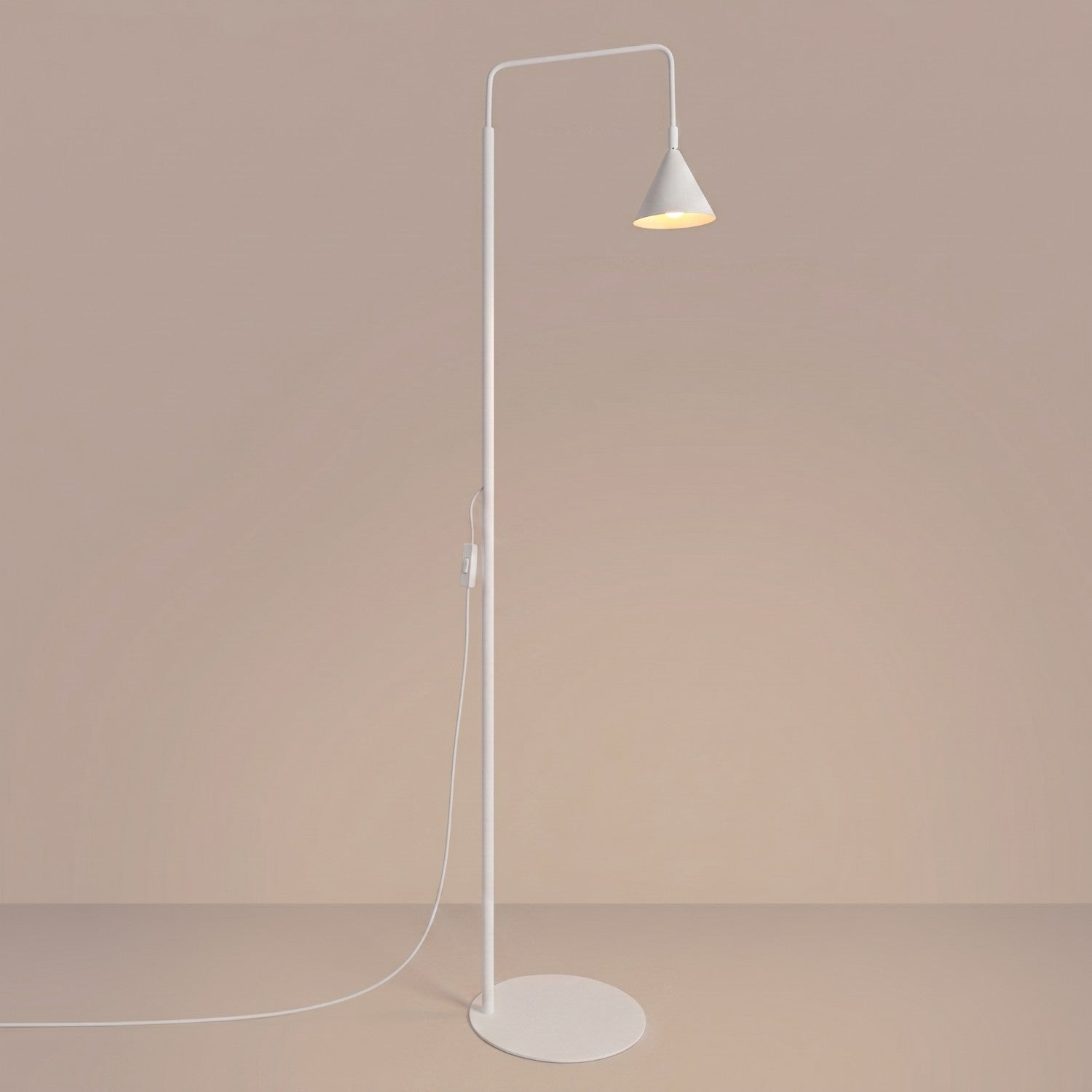 Lampadaire Nox cône acier blanc E14, vue 3