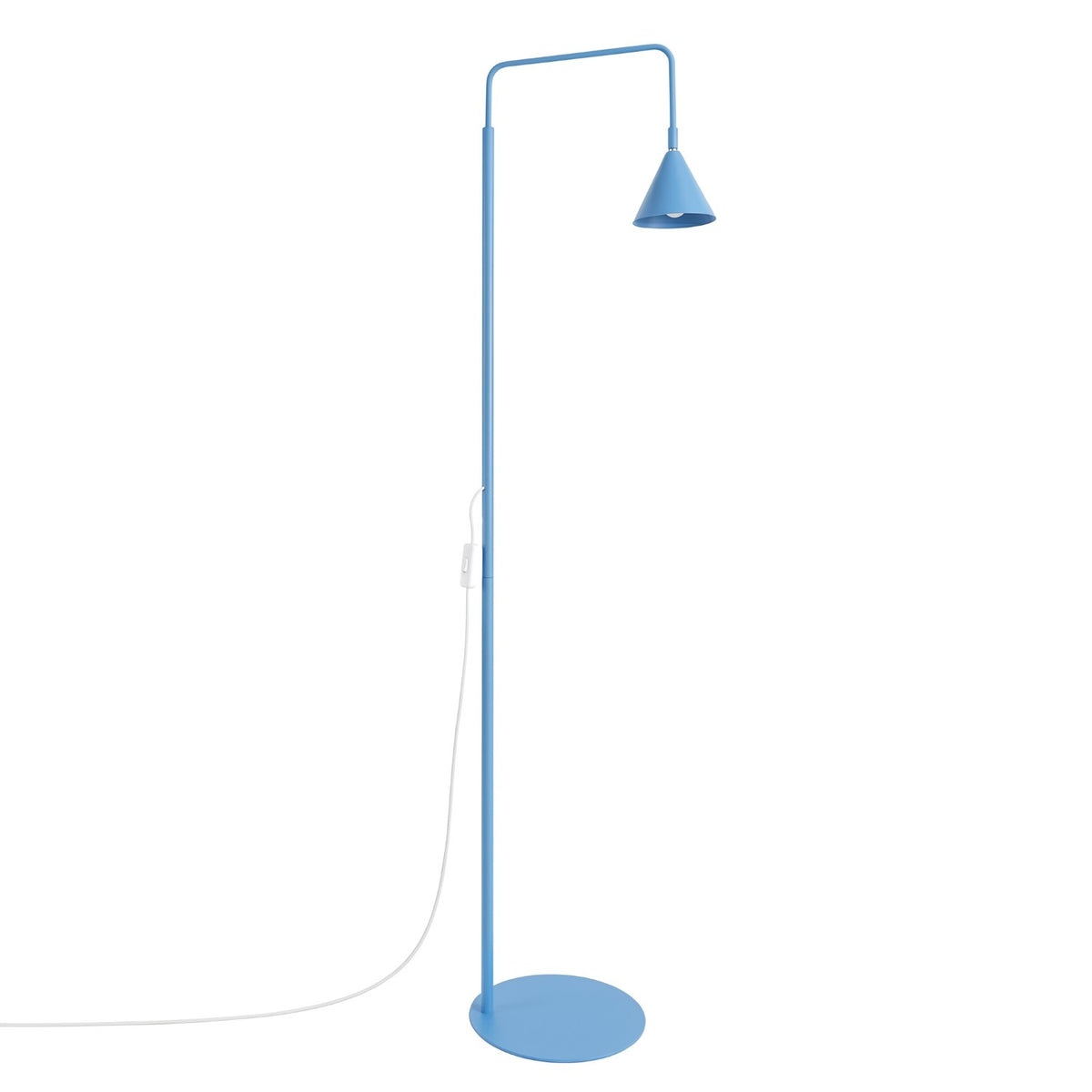 Lampadaire Nox cône acier E14, finition laque bleu azur