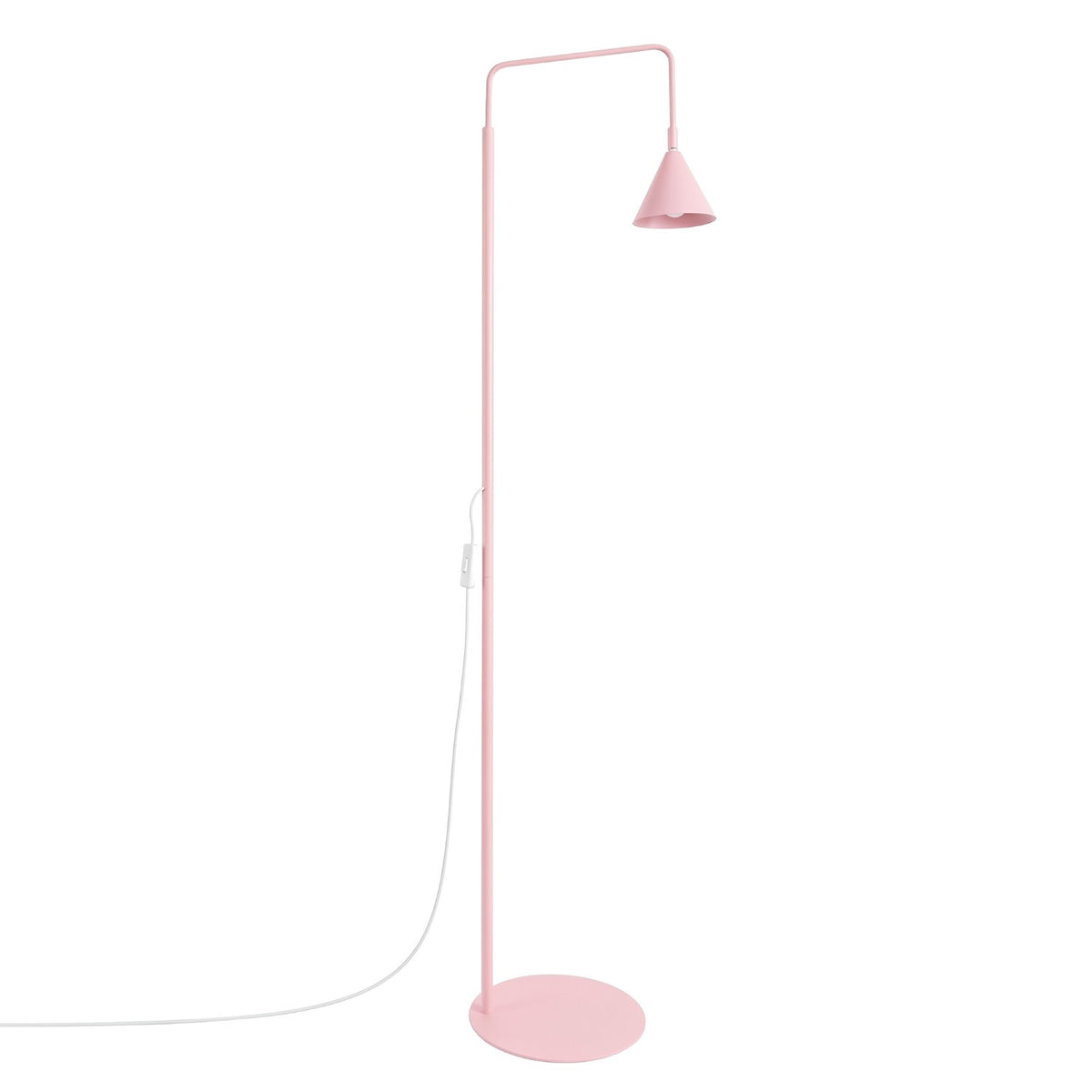 Lampadaire Nox cône acier E14, finition laque rose