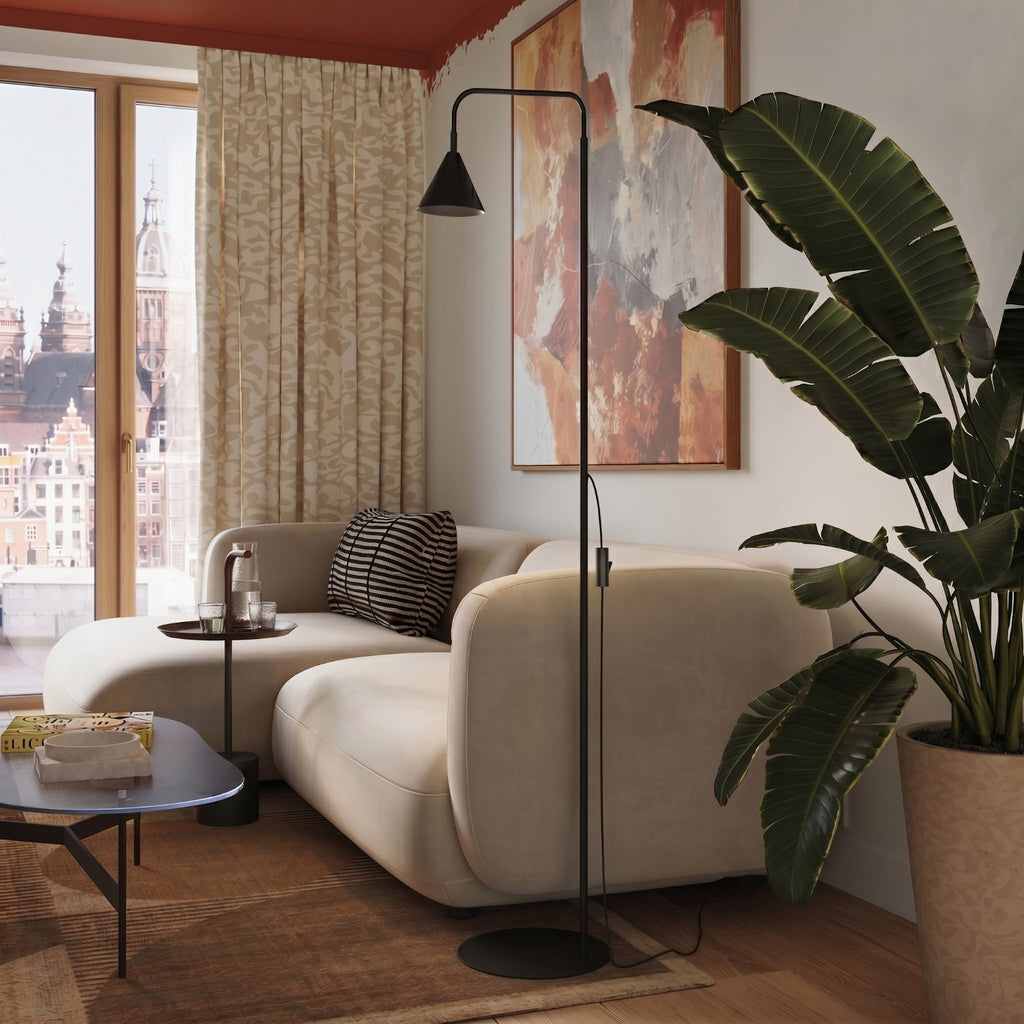 Lampadaire Nox cône acier noir E14, vue 14
