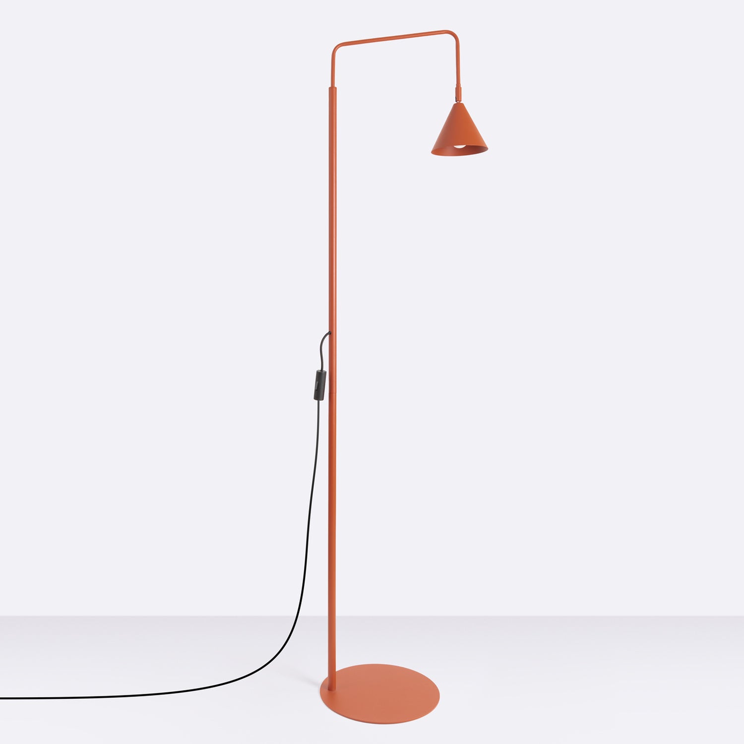 Lampadaire Nox cône acier rouge ocre E14, vue 2