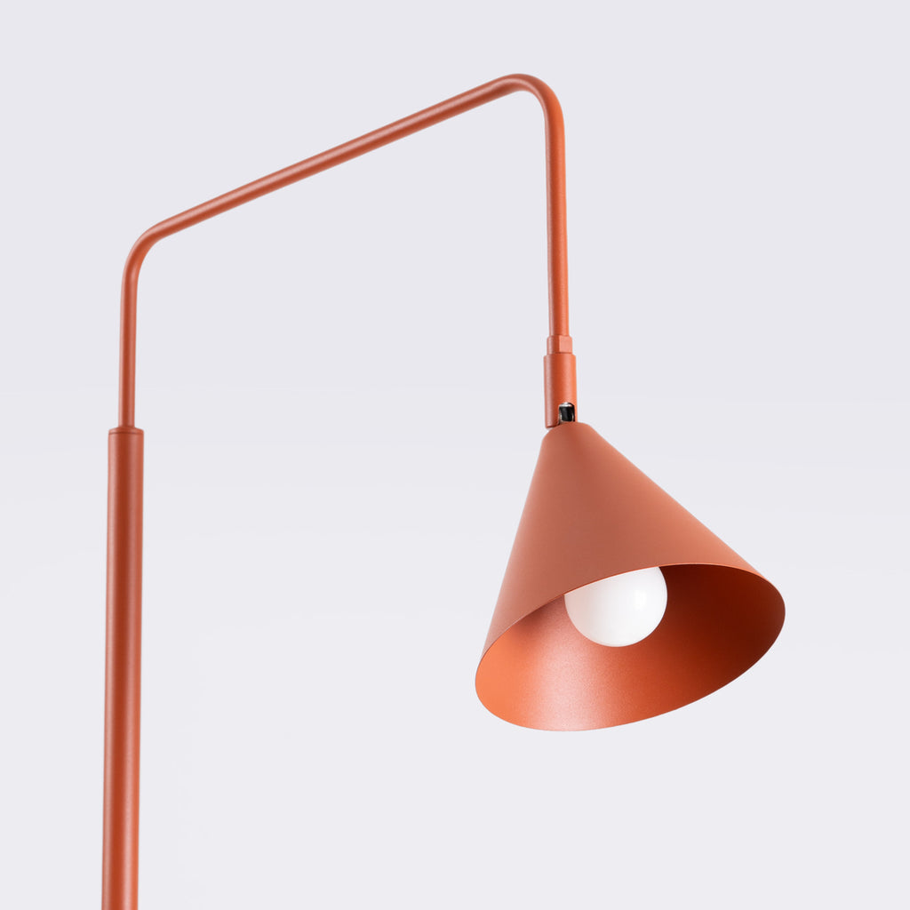 Lampadaire Nox cône acier rouge ocre E14, vue 5