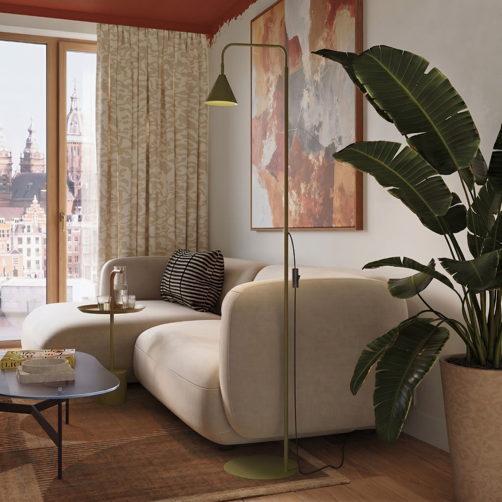 Lampadaire Nox cône acier vert olive E14, vue 14