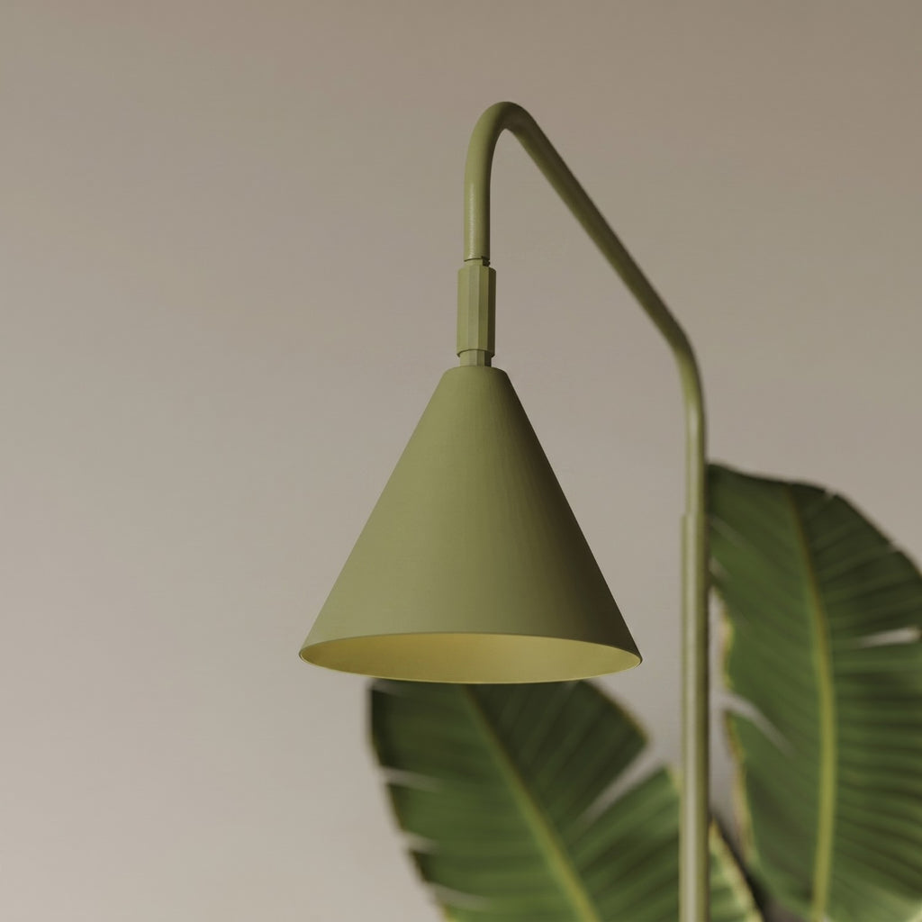 Lampadaire Nox cône acier vert olive E14, vue 15