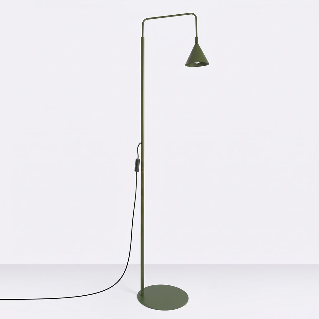 Lampadaire Nox cône acier vert olive E14, vue 2