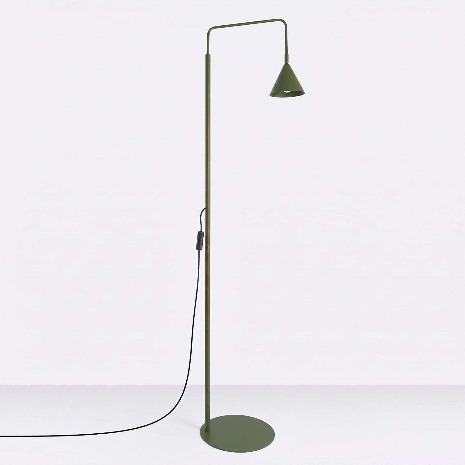 Lampadaire Nox cône acier vert olive E14, vue 2