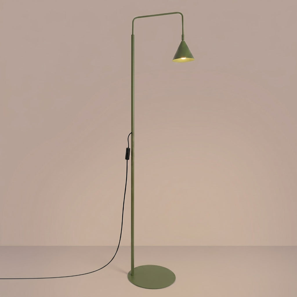Lampadaire Nox cône acier vert olive E14, vue 3