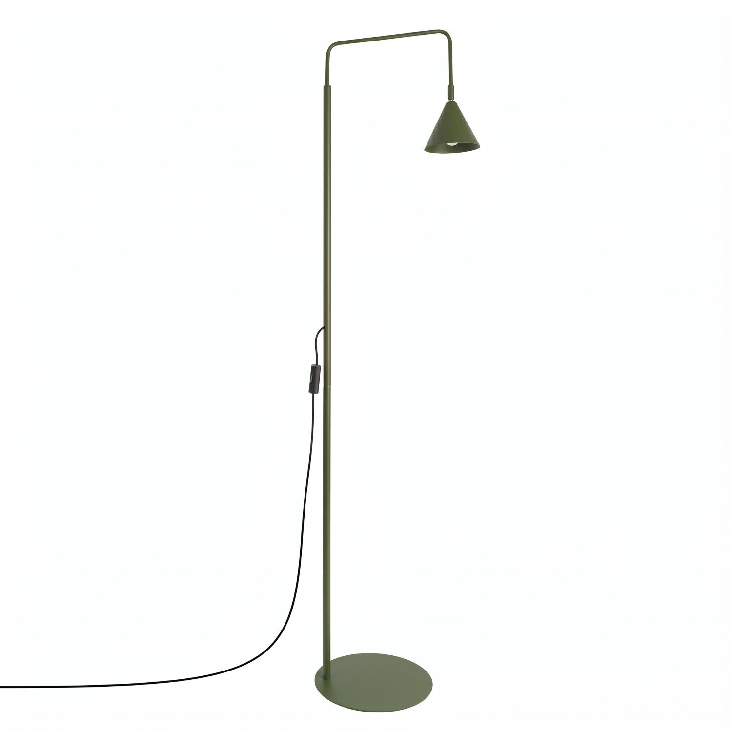 Lampadaire Nox cône acier vert olive E14