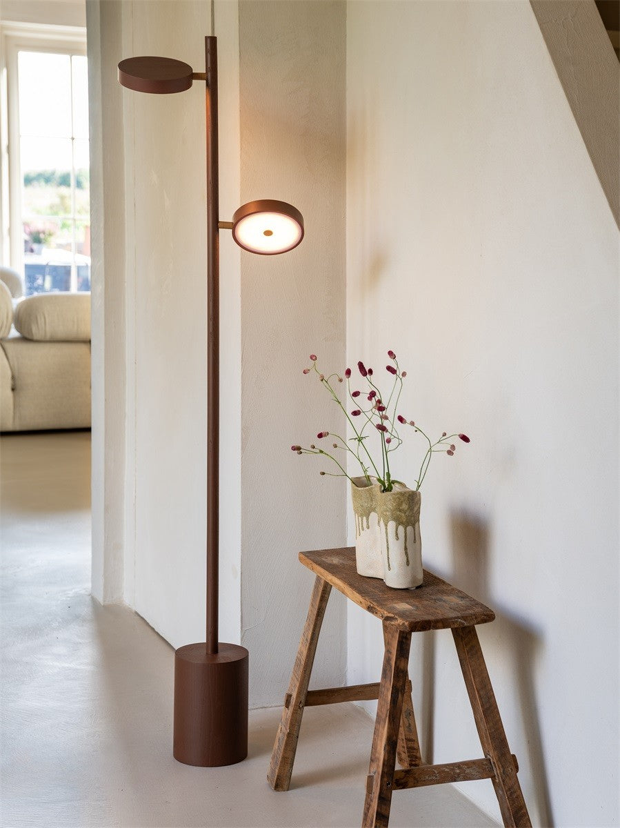 Lampadaire Okinawa frêne 2 abat-jours brun, vue 3