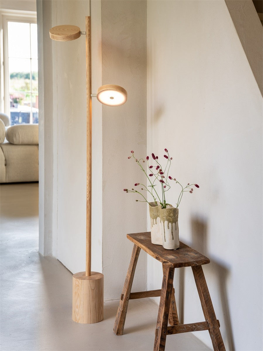 Lampadaire Okinawa frêne 2 abat-jours naturel, vue 3