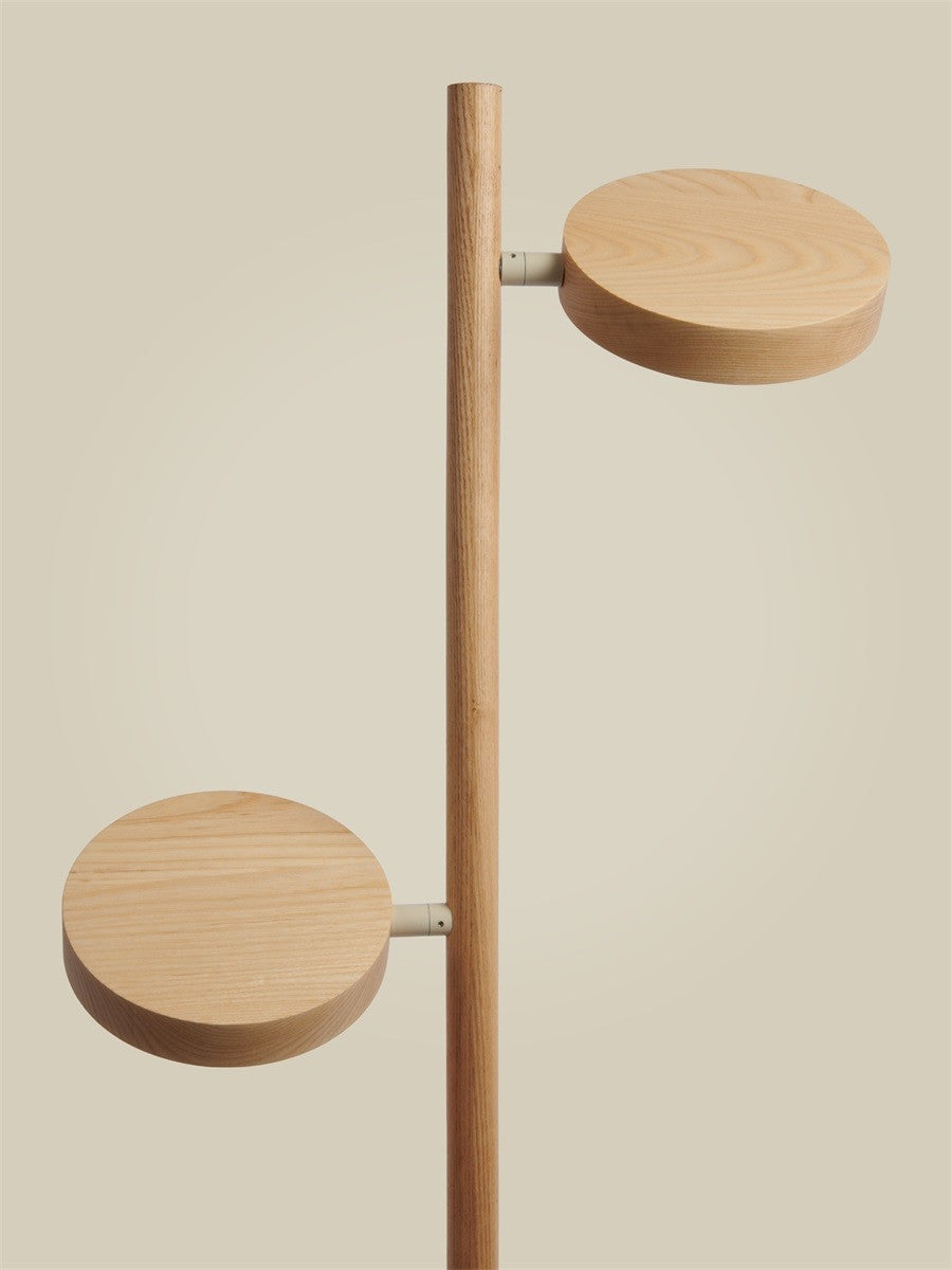 Lampadaire Okinawa frêne 2 abat-jours naturel, vue 4