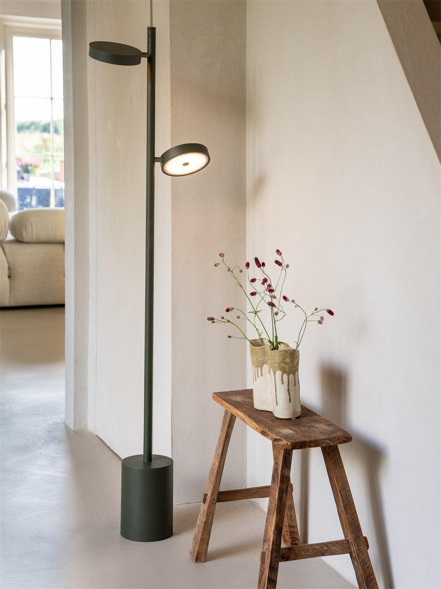 Lampadaire Okinawa frêne 2 abat-jours vert, vue 3